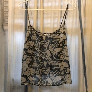 American apparel chiffon print cat black camisole